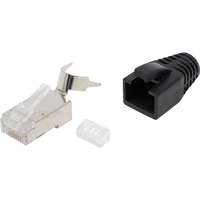 Excel Cat6A STP Crimp Plug and Boot Black (100-Pack) Excel Cat6A STP Crimp Plug and Boot Black (100-Pack)